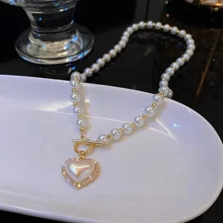 Vintage Pearl Love Elegant Charm Pendant Necklace